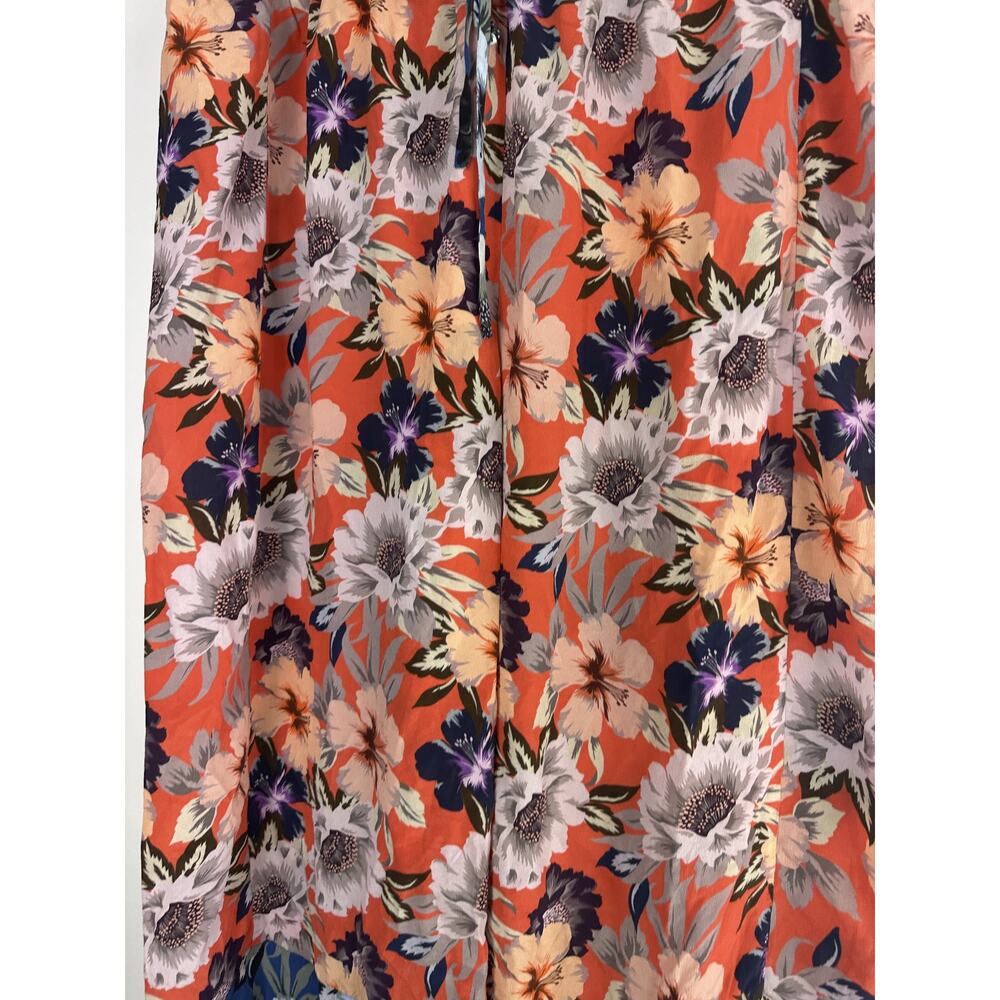 Johnny Was x Jade Silk Wide Leg Poonam Tropical Floral Crop Pants Sheer Size XL - Picture 5 of 14